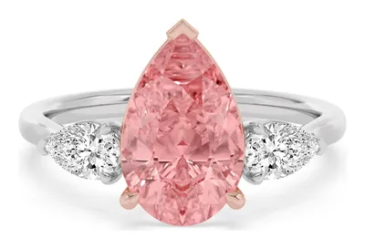 Rosalba Pear Pink Lab-Grown Diamond Ring in rose & white gold