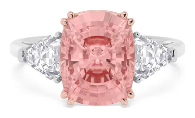 Rosabelle Long Cushion Pink Lab-Grown Diamond Ring in rose & white gold