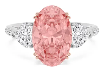 Rosalyn Oval Pink Lab-Grown Diamond Ring in rose & white gold