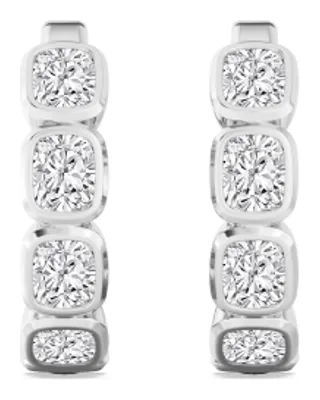 Belle Long Cushion Lab-Grown Diamond Earrings in white gold