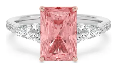Rosalene Radiant Pink Lab-Grown Diamond Ring in rose & white gold