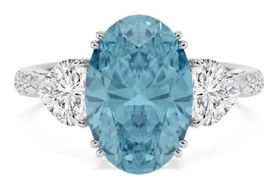 Azure Oval Blue Lab-Grown Diamond Ring in white gold