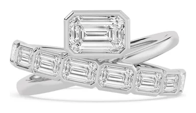 Valentina Emerald Lab-Grown Diamond Ring in white gold