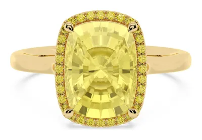 Aubrie Long Cushion Yellow Lab-Grown Diamond Ring in yellow gold