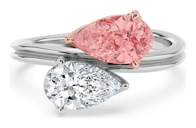Rosalise Pear Pink Lab-Grown Diamond Ring in rose & white gold