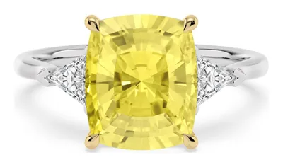 Aurelie Long Cushion Yellow Lab-Grown Diamond Ring in yellow & white gold