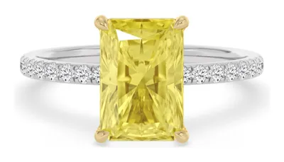 Amalia Radiant Yellow Lab-Grown Diamond Ring in yellow & white gold