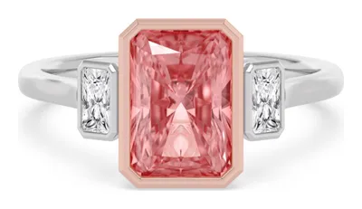 Rhea Radiant Pink Lab-Grown Diamond Ring in rose & white gold