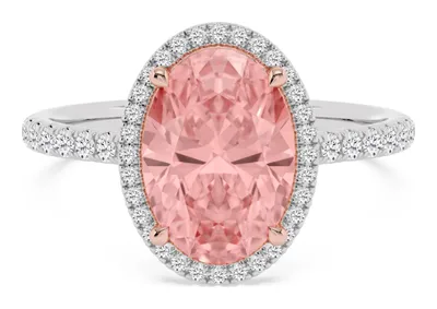 Roselle Oval Pink Lab-Grown Diamond Ring in rose & white gold