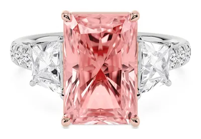 Romy Radiant Pink Lab-Grown Diamond Ring in rose & white gold