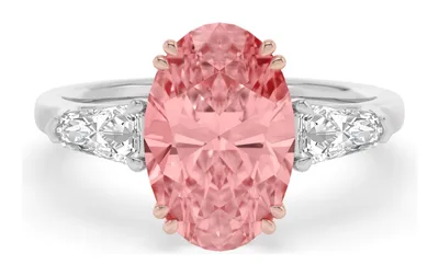 Roxanne Oval Pink Lab-Grown Diamond Ring in rose & white gold