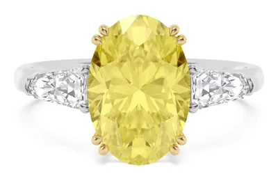 Ariella Oval Yellow Lab-Grown Diamond Ring in yellow & white gold