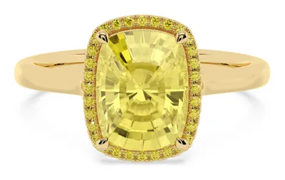 Aurielle Long Cushion Yellow Lab-Grown Diamond Ring in yellow gold