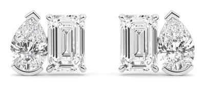 Evelina Mixed-Cut Lab-Grown Diamond Earrings in white gold