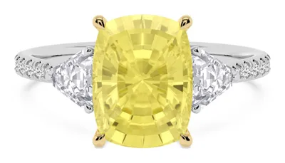 Solea Long Cushion Yellow Lab-Grown Diamond Ring in yellow & white gold