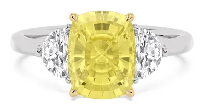 Aurelia Long Cushion Yellow Lab-Grown Diamond Ring in yellow & white gold