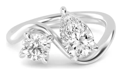 Aurora Pear Lab-Grown Diamond Ring in white gold