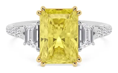 Aurelle Radiant Yellow Lab-Grown Diamond Ring in yellow & white gold