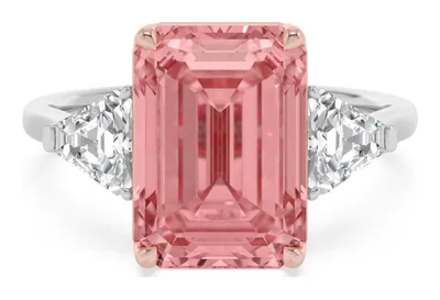 Rosalind Emerald Pink Lab-Grown Diamond Ring in rose & white gold