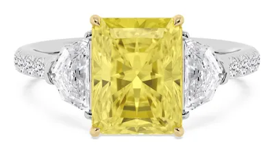 Aveline Radiant Yellow Lab-Grown Diamond Ring in yellow & white gold