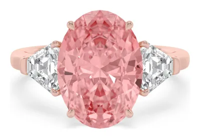 Rosalinda Oval Pink Lab-Grown Diamond Ring in rose gold