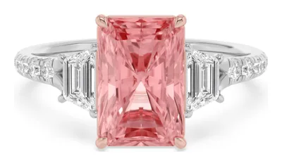Rosanna Radiant Pink Lab-Grown Diamond Ring in rose & white gold