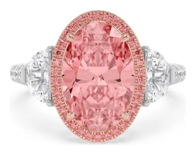 Roselyn Oval Pink Lab-Grown Diamond Ring in rose & white gold