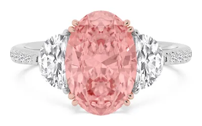 Rosine Oval Pink Lab-Grown Diamond Ring in rose & white gold