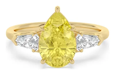Ambra Pear Yellow Lab-Grown Diamond Ring in yellow gold