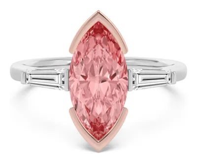 Rosamund Marquise Pink Lab-Grown Diamond Ring in rose & white gold