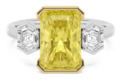 Auretta Radiant Yellow Lab-Grown Diamond Ring in yellow & white gold