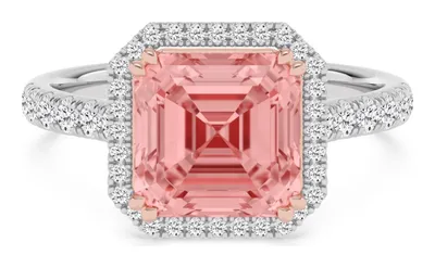 Rhiannon Asscher Pink Lab-Grown Diamond Ring in rose & white gold