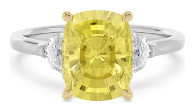 Amelie Long Cushion Yellow Lab-Grown Diamond Ring in yellow & white gold