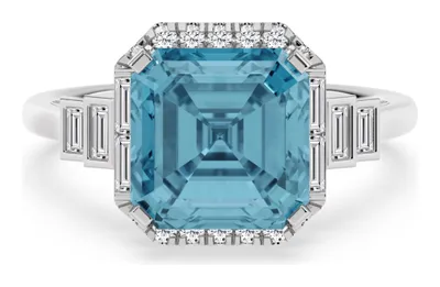 Azura Asscher Blue Lab-Grown Diamond Ring in white gold