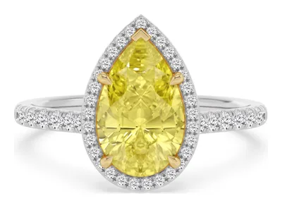Aubrey Pear Yellow Lab-Grown Diamond Ring in yellow & white gold