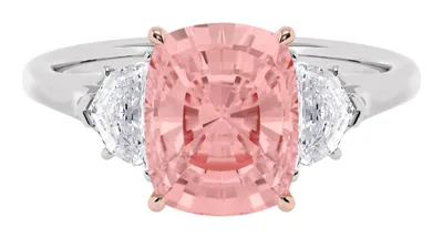 Rosaline Long Cushion Pink Lab-Grown Diamond Ring in rose & white gold