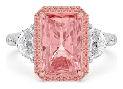 Rosemarie Radiant Pink Lab-Grown Diamond Ring in rose & white gold