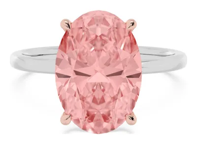 Renee Oval Pink Lab-Grown Diamond Ring in rose & white gold
