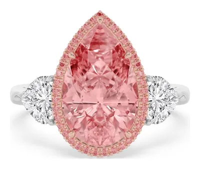 Rosetta Pear Pink Lab-Grown Diamond Ring in rose & white gold