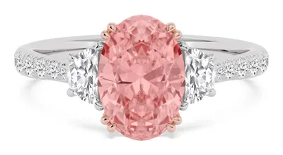 Rosette Oval Pink Lab-Grown Diamond Ring in rose & white gold