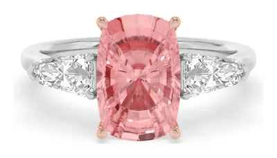 Rosalia Long Cushion Pink Lab-Grown Diamond Ring in rose & white gold