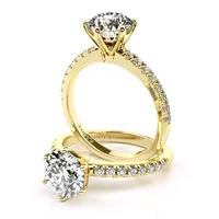 Alyssa Six Claw Solitaire and Sidestone engagement ring in 18kt yellow gold thumbnail 1