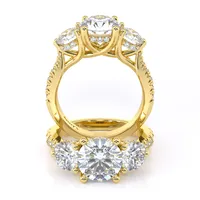 Chloe Three Stone and Sidestone engagement ring in 18kt yellow gold, front view thumbnail 2