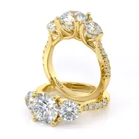 Chloe Three Stone and Sidestone engagement ring in 18kt yellow gold thumbnail 1