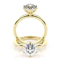 Crystal Six Claw Solitaire engagement ring in 18kt yellow gold, front view thumbnail 2