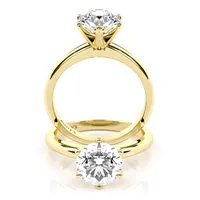 Evelyn Six Claw Solitaire engagement ring in 18kt yellow gold, front view thumbnail 2