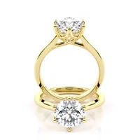 Lyndall Six Claw Cathedral Solitaire engagement ring in 18kt yellow gold, front view thumbnail 2