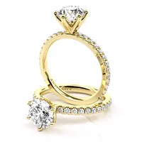 Sienna Six Claw Solitaire and Sidestone engagement ring in 18kt yellow gold thumbnail 1