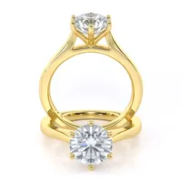 Tanya Six Claw Cathedral Solitaire engagement ring in 18kt yellow gold, front view thumbnail 2