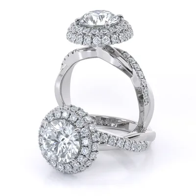 Raelene Double Halo Twist engagement ring in 18kt white gold